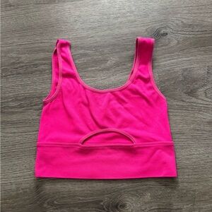 Hot Pink Ribbed Crop Tank Bralette - Women Intimates
